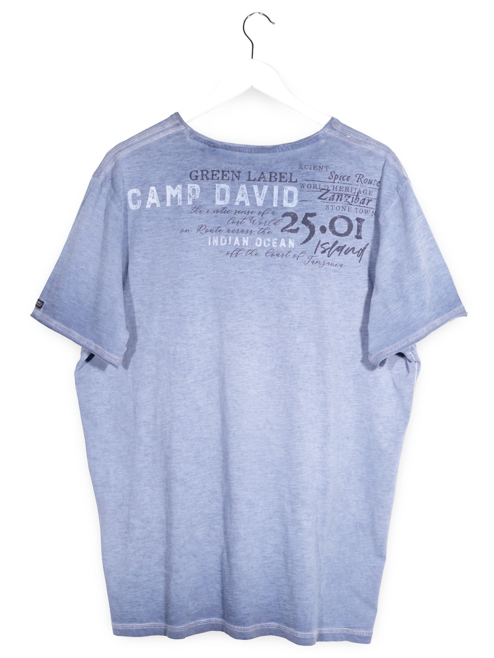 Tricou Camp David albastru deschis spalacit mărime XXL vedere din spate second-hand premium
