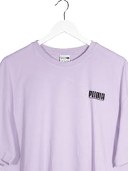 Tricou PUMA lila mărime L detaliu material și croială second-hand premium