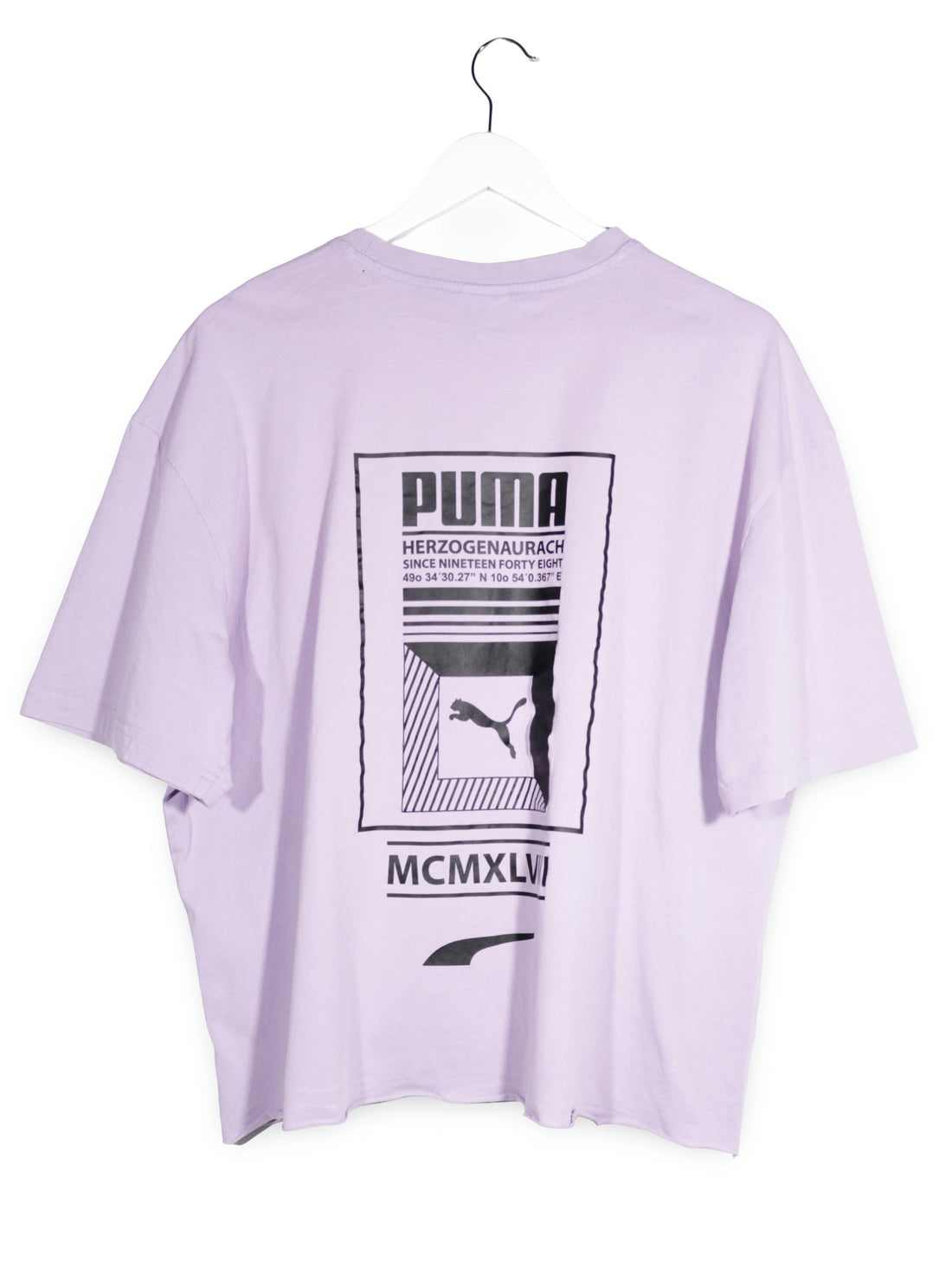Tricou PUMA lila mărime L vedere din spate second-hand premium