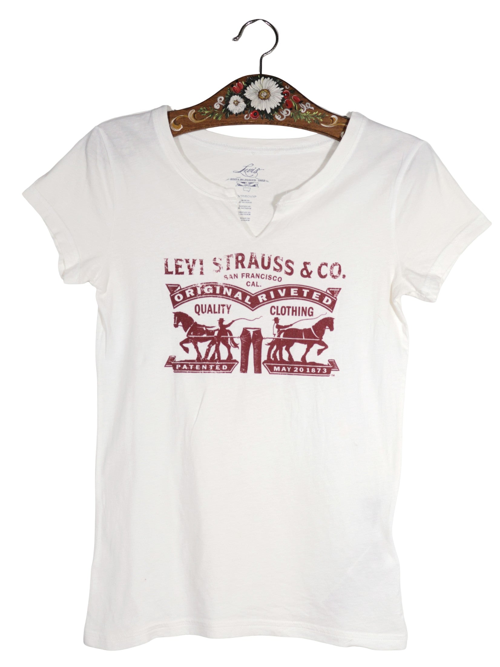 Tricou Levi's alb mărime XS vedere din față second-hand premium