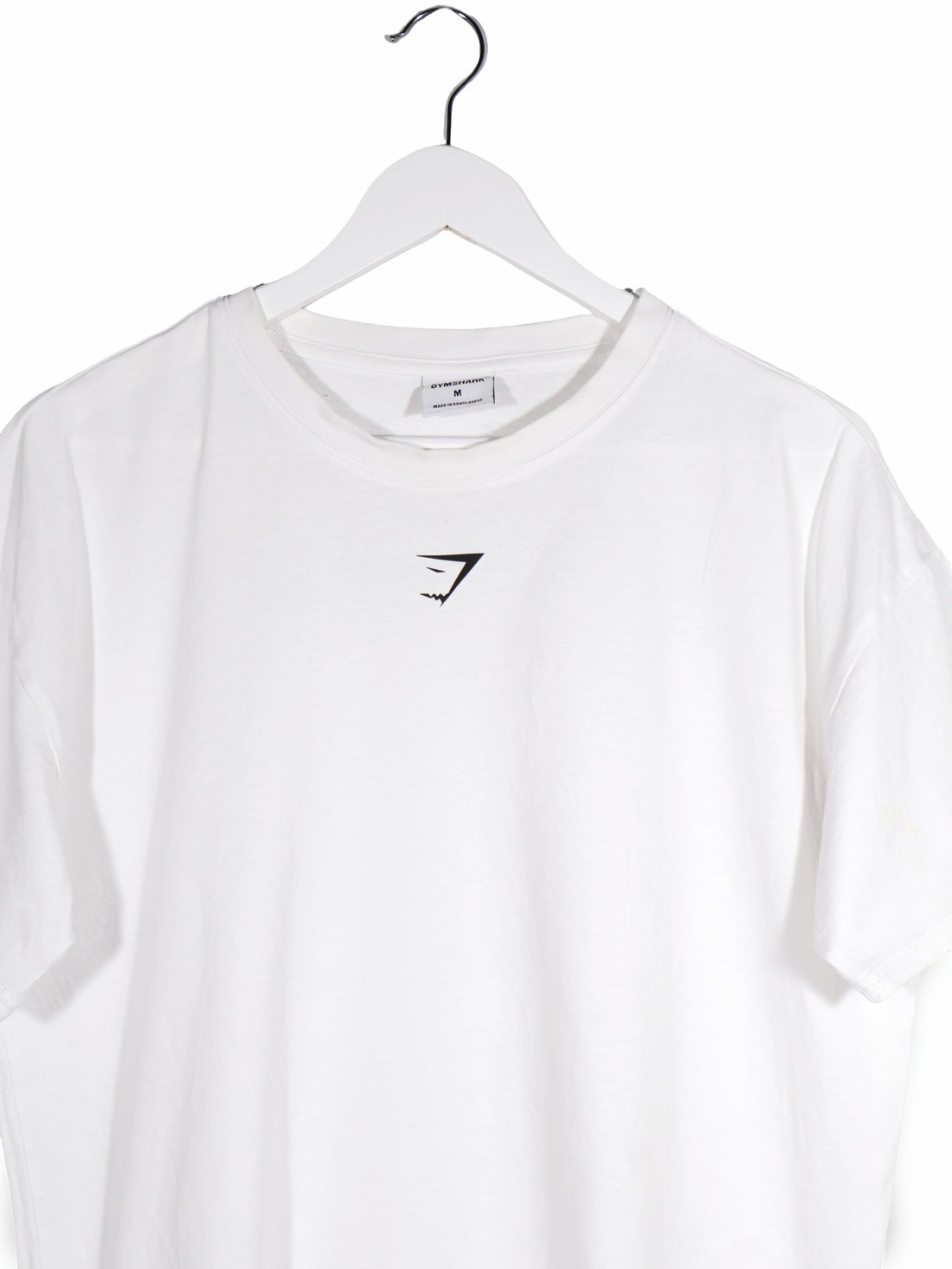 Tricou GYMSHARK alb mărime M detaliu material și croială second-hand premium