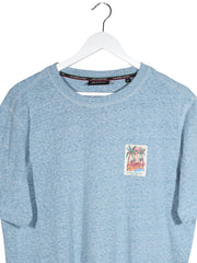 Tricou Scotch & Soda albastru melanj mărime L detaliu material și croială second-hand premium