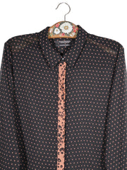 Camasa Scotch&Soda negru cu imprimeu roz piersică mărime XL detaliu material și croială second-hand premium