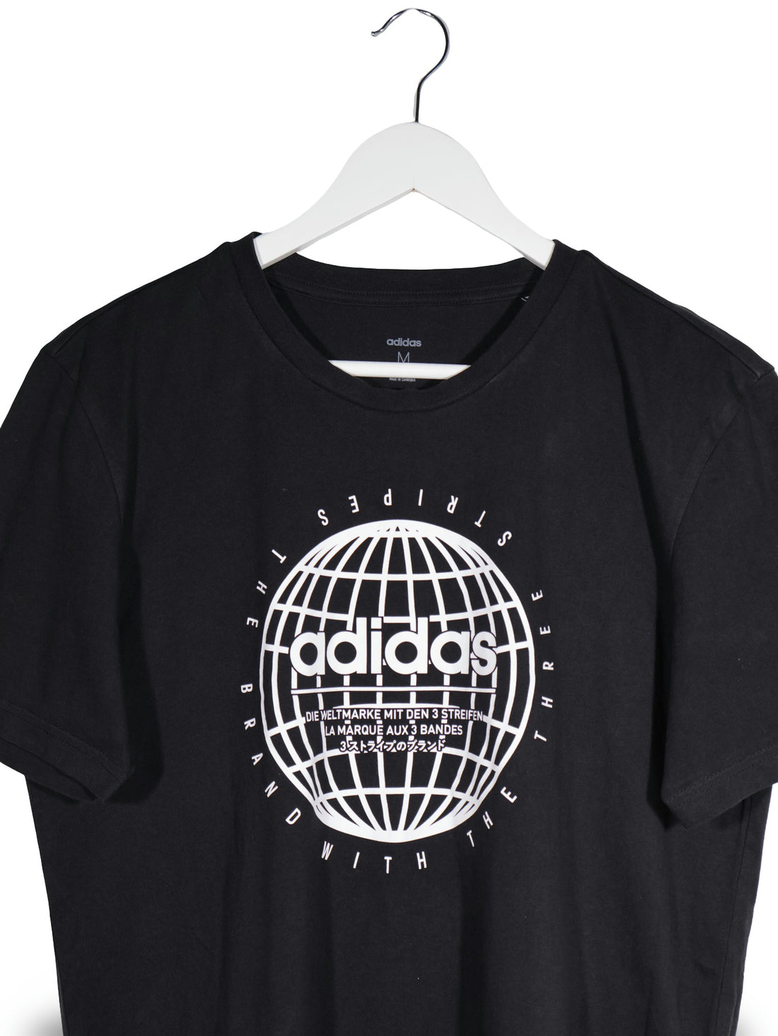 Tricou adidas negru mărime M detaliu material și croială second-hand premium