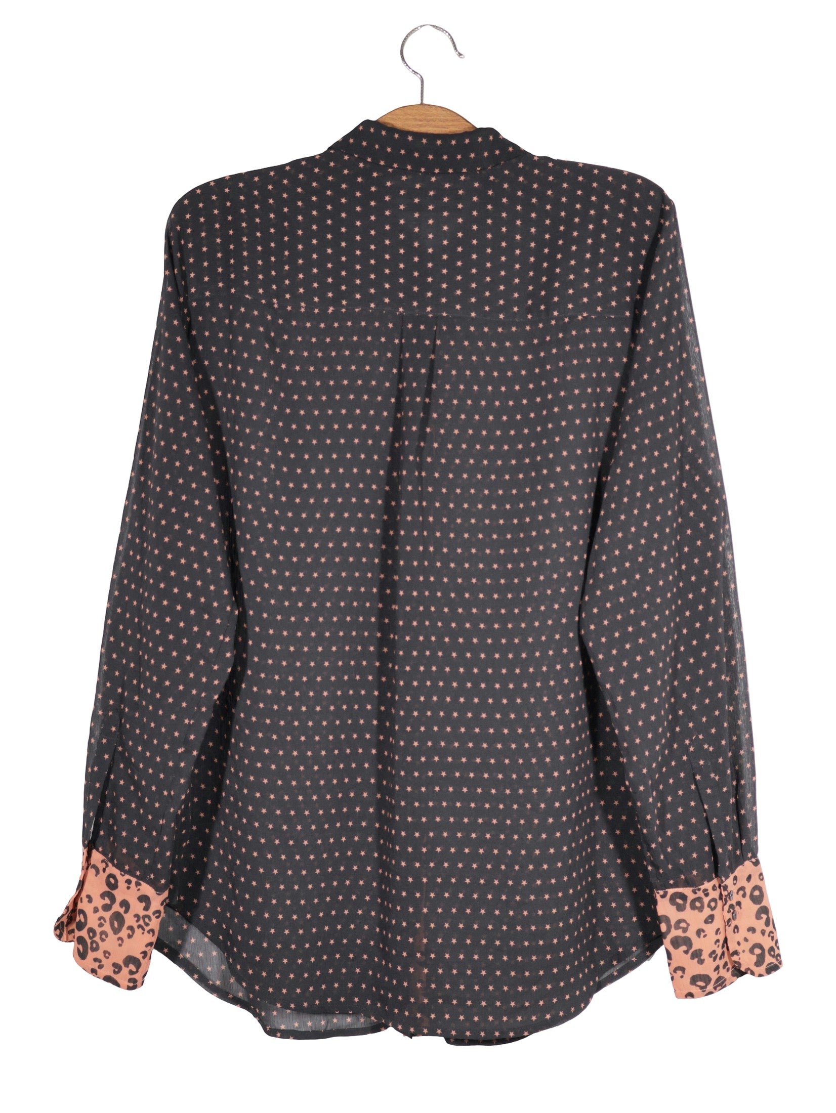 Camasa Scotch&Soda negru cu imprimeu roz piersică mărime XL vedere din spate second-hand premium