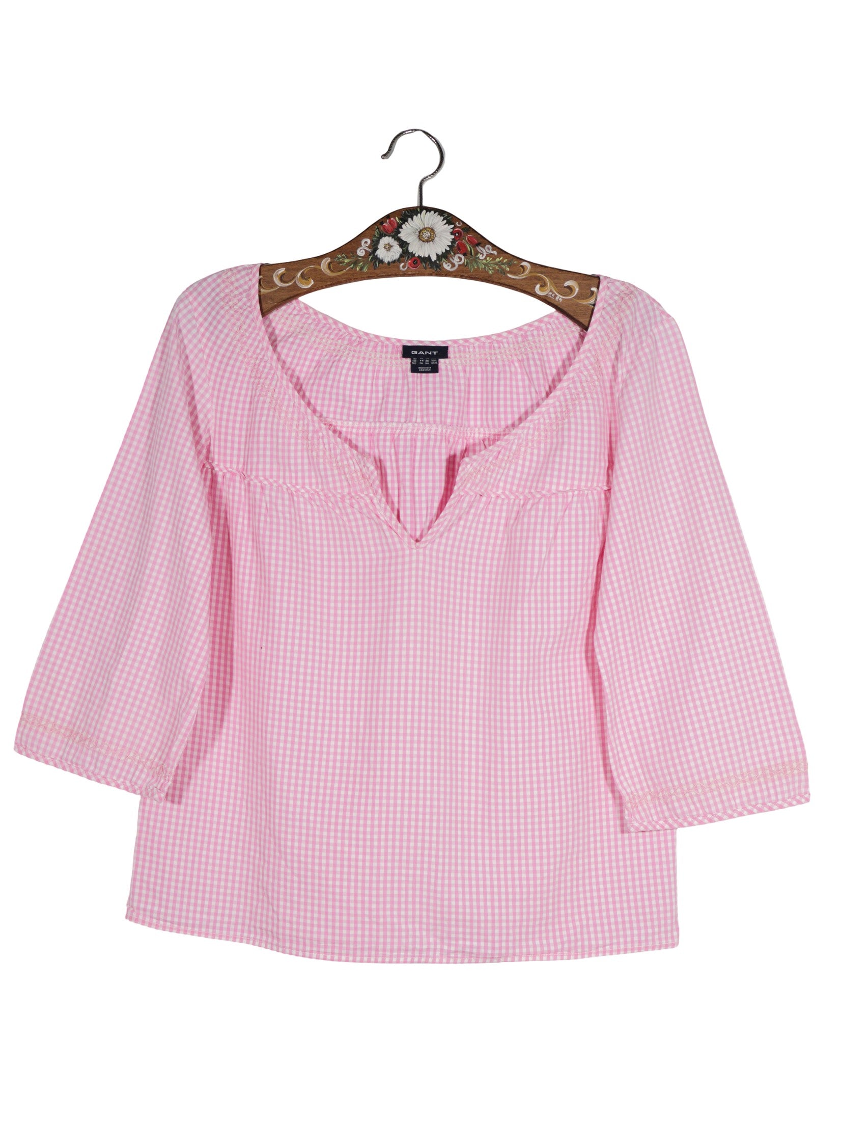 Bluza GANT roz alb mărime S vedere din față second-hand premium
