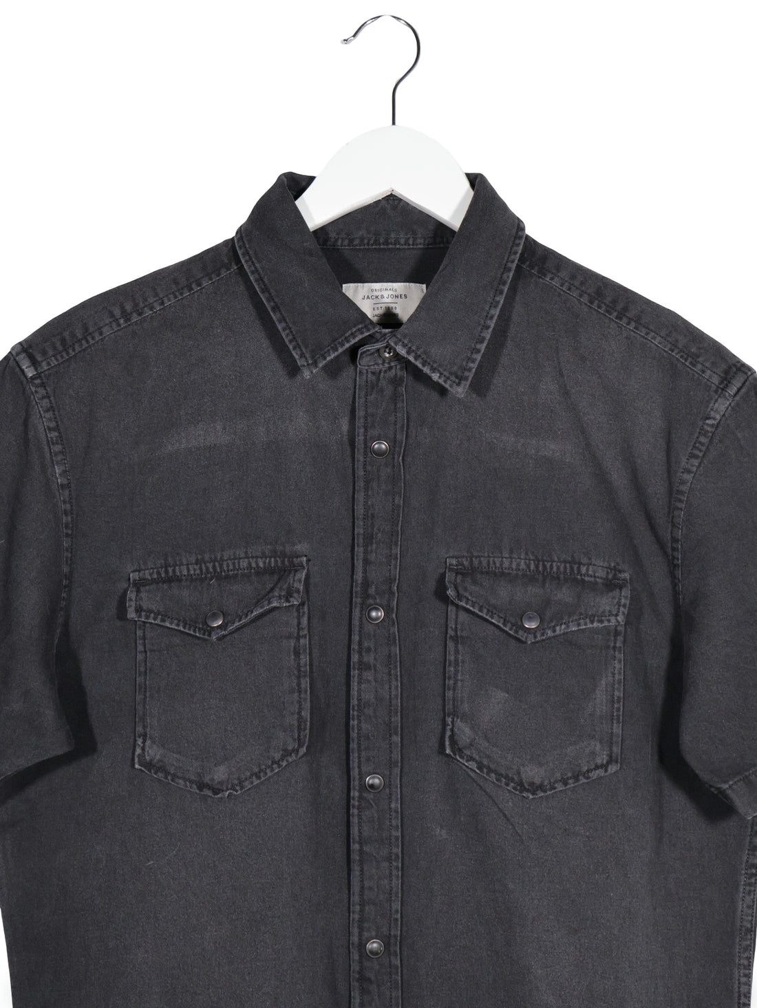 Camasa Jack & Jones negru spălăcit mărime L detaliu material și croială second-hand premium