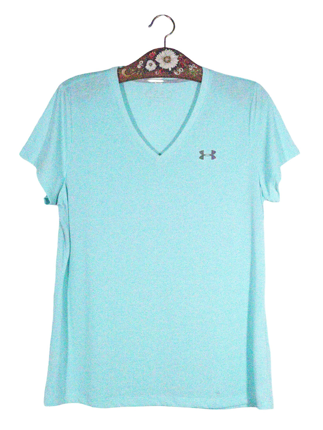 Tricou Under Armour turcoaz deschis mărime L vedere din față second-hand premium