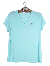 Tricou Under Armour turcoaz deschis mărime L vedere din față second-hand premium
