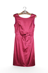 Rochie - Jake's fucsia satinata cu funda in talie – S – Femei - fata