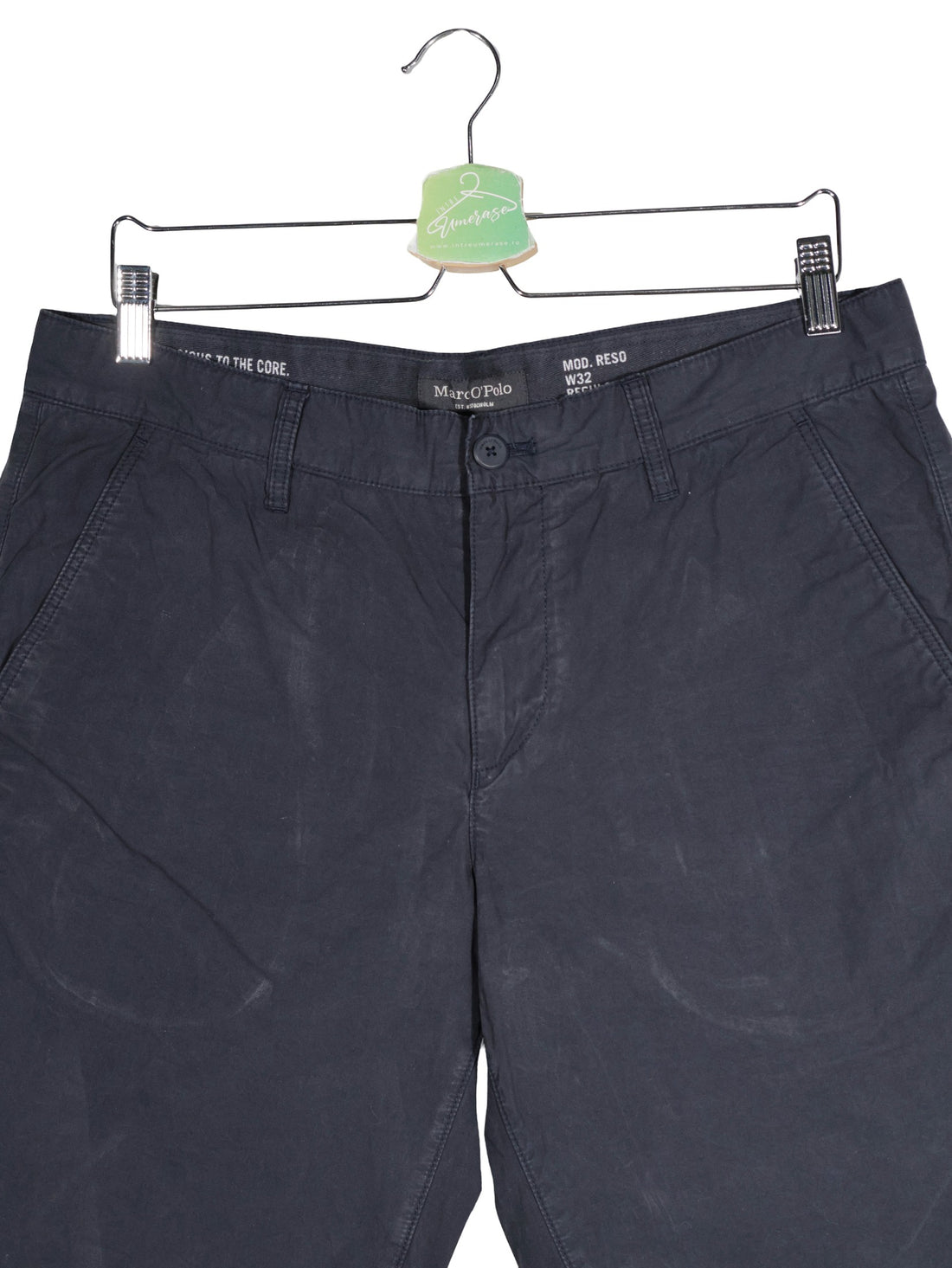Pantaloni scurti Marc O'Polo bleumarin inchis mărime M detaliu material și croială second-hand premium