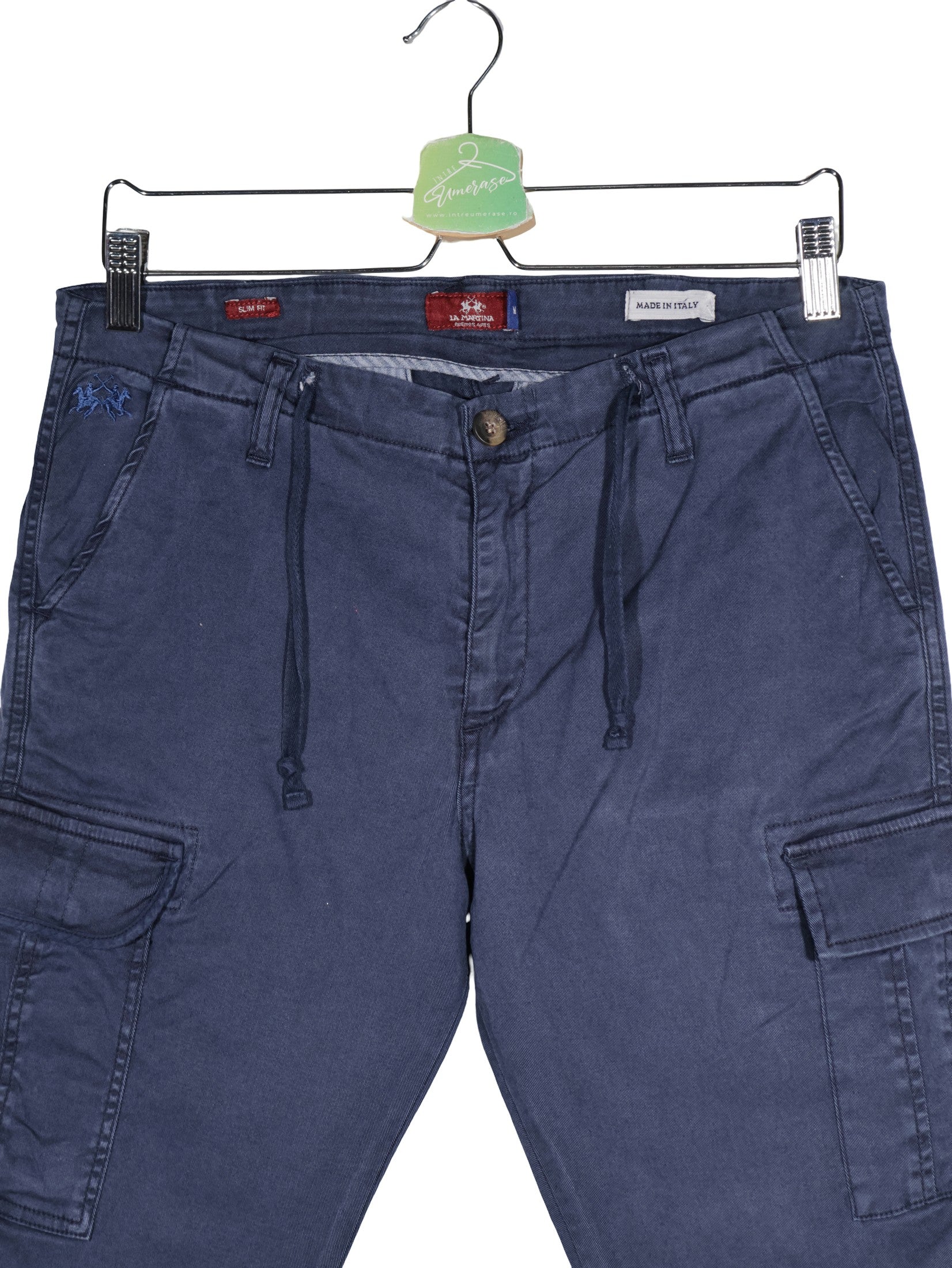 Pantaloni scurti La Martina albastru mărime S detaliu material și croială second-hand premium