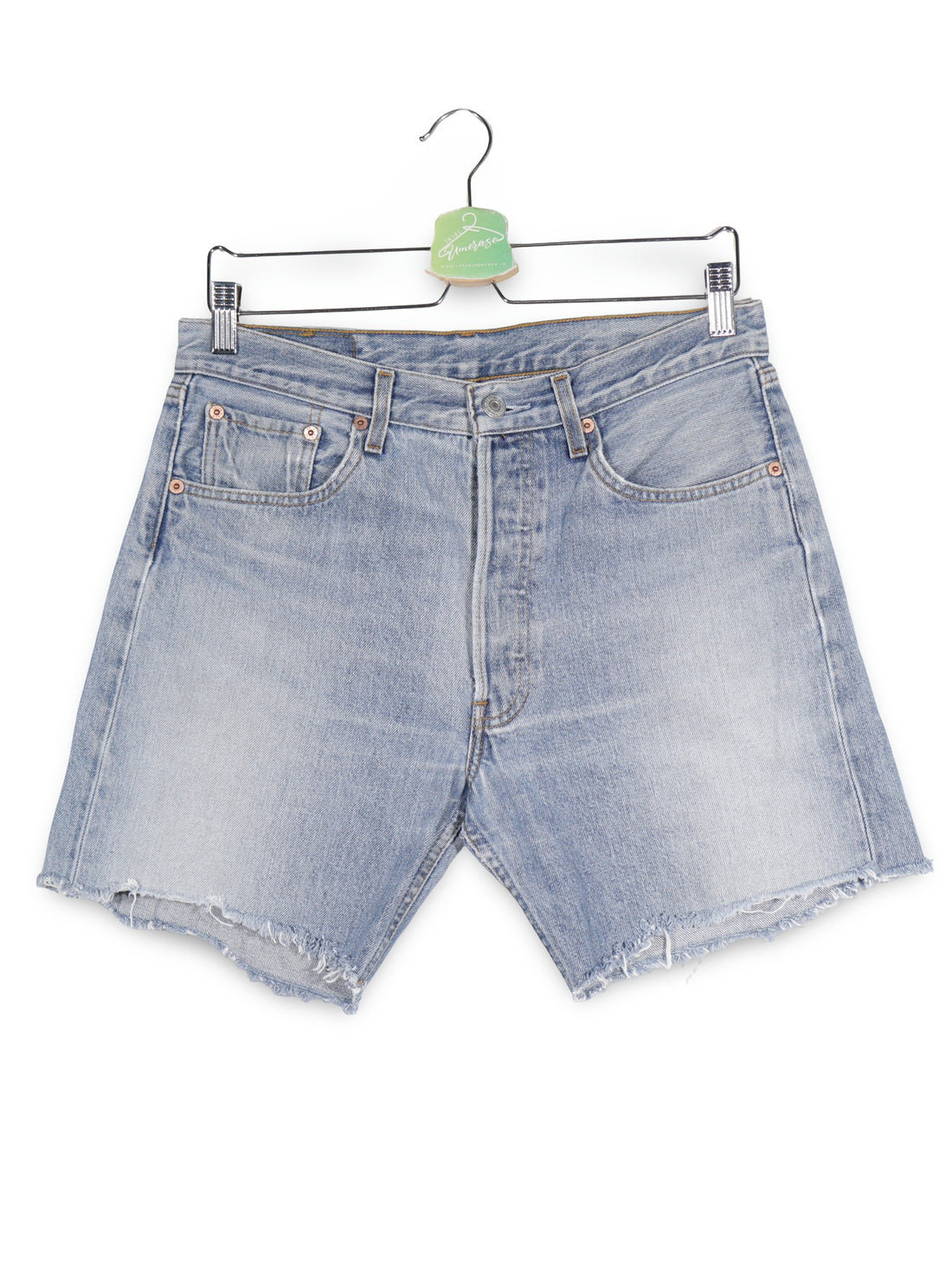 Blugi scurti Levi's albastru deschis mărime S vedere din față second-hand premium