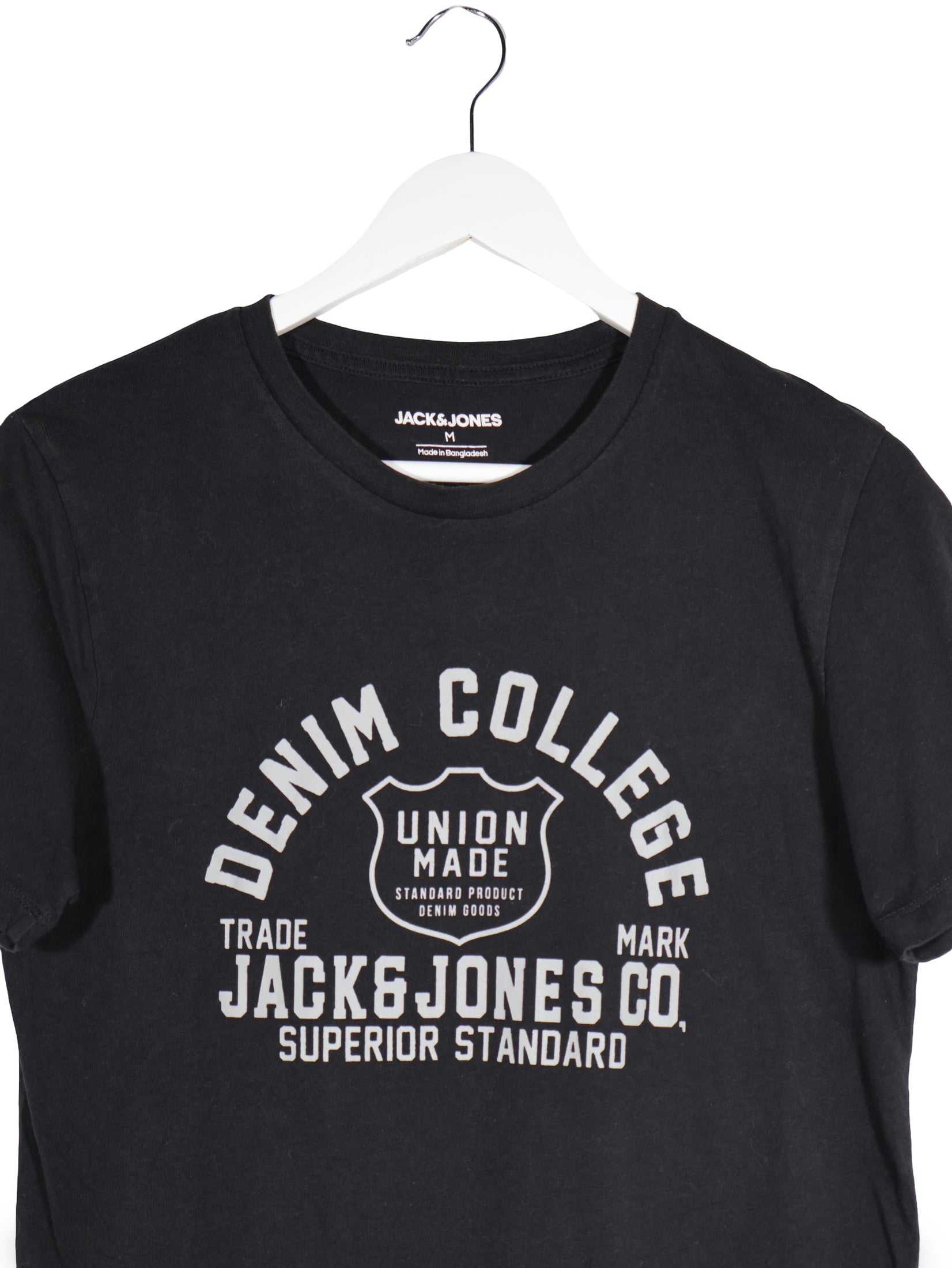 Tricou Jack&Jones negru mărime S detaliu material și croială second-hand premium
