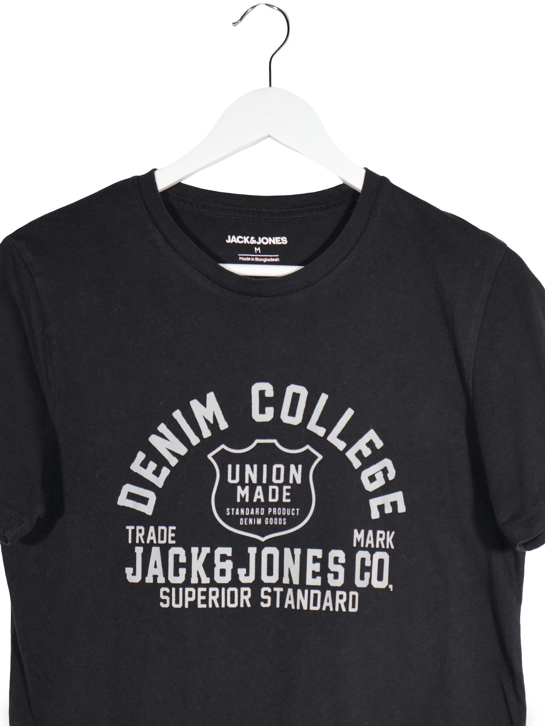 Tricou Jack&Jones negru mărime S detaliu material și croială second-hand premium