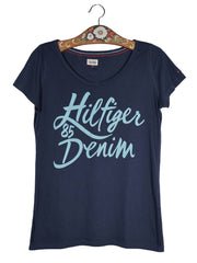 Tricou Tommy Hilfiger Denim bleumarin mărime L vedere din față second-hand premium