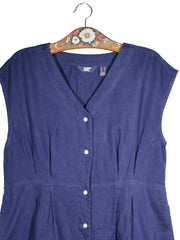 Rochie Lands' End albastru închis mărime M detaliu material și croială second-hand premium