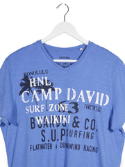 Tricou Camp David albastru mărime M detaliu material și croială second-hand premium