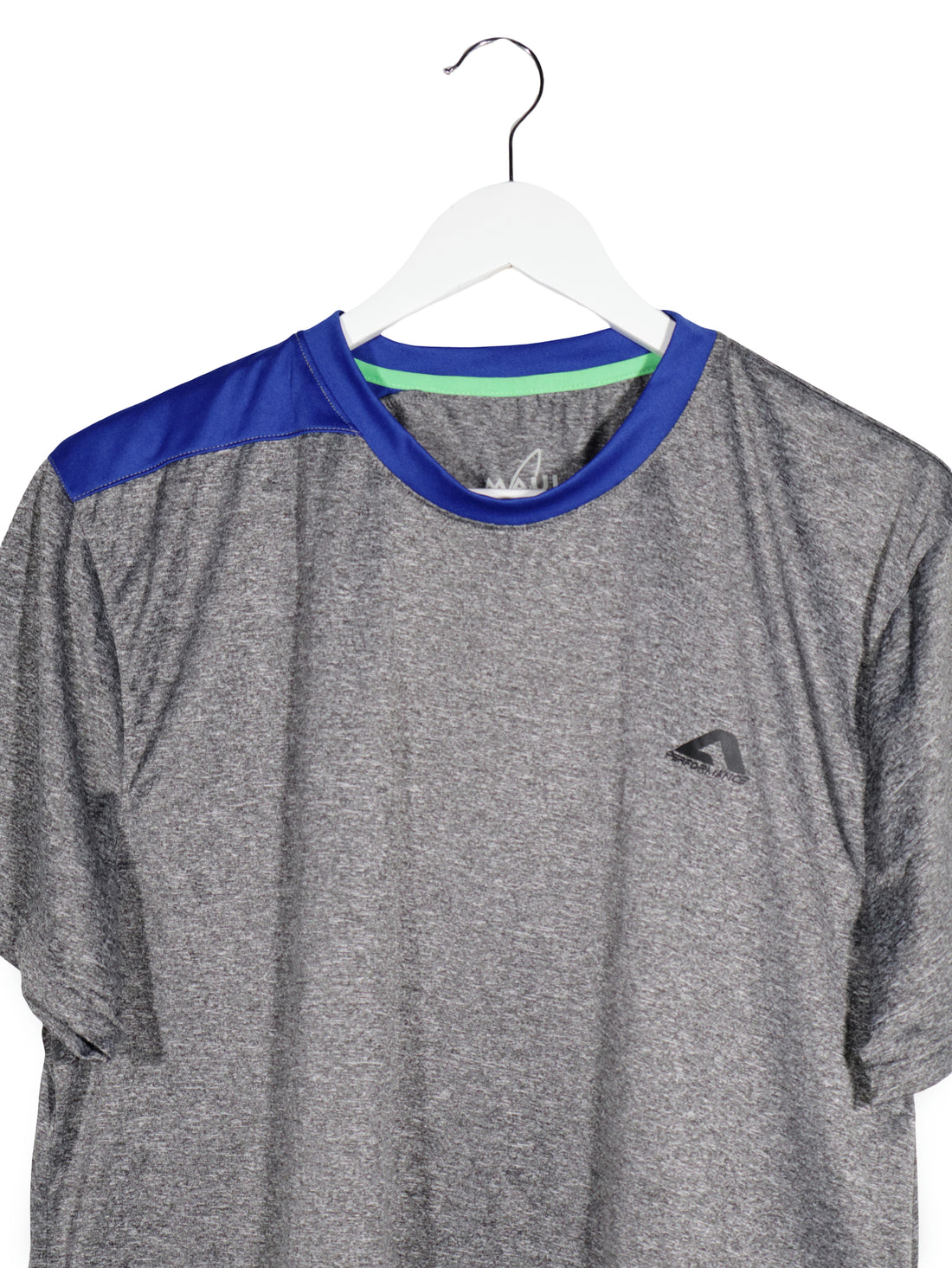 Tricou MAUI SPORTS gri cu albastru mărime L detaliu material și croială second-hand premium