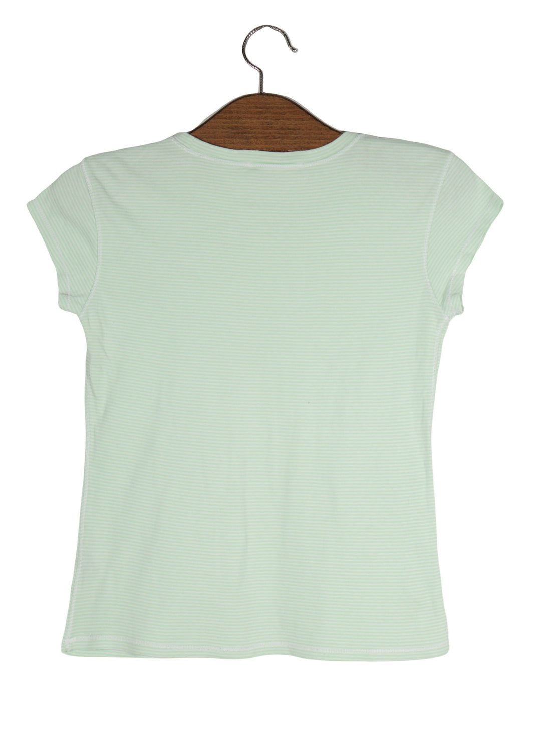 Tricou Ralph Lauren verde deschis cu dungi albe mărime M vedere din spate second-hand premium