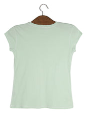 Tricou Ralph Lauren verde deschis cu dungi albe mărime M vedere din spate second-hand premium