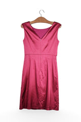 Rochie - Jake's fucsia satinata cu funda in talie – S – Femei - spate