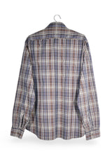Cămașă - Hugo Boss maro cu carouri fine din bumbac – XL – Bărbați - spate