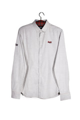 Cămașă - Superdry gri deschis din bumbac cu croială regular fit – S – Bărbați - fata