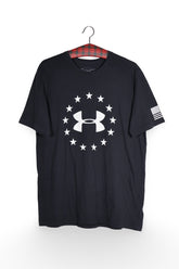 Tricou - Under Armour negru din material tehnic cu logo frontal supradimensionat – L – Bărbați - fata