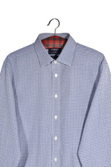 Cămașă - CHARLES TYRWHITT alb-albastră din bumbac cu microimprimeu geometric – L – Bărbați - detaliu