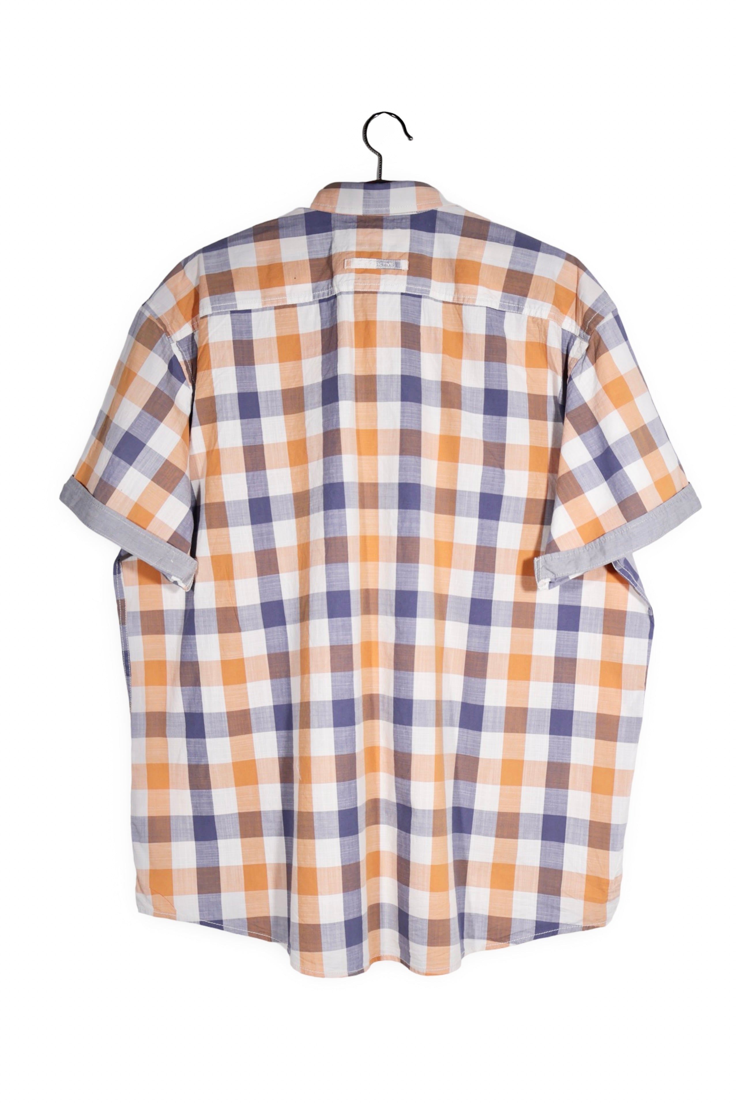 Cămașă - Camel multicolor din bumbac in carouri cu croială regular fit – XXL – Bărbați - spate