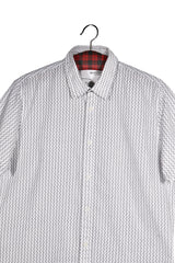Cămașă - SELECTED HOMME albă din bumbac cu imprimeu geometric fin – M – Bărbați - detaliu