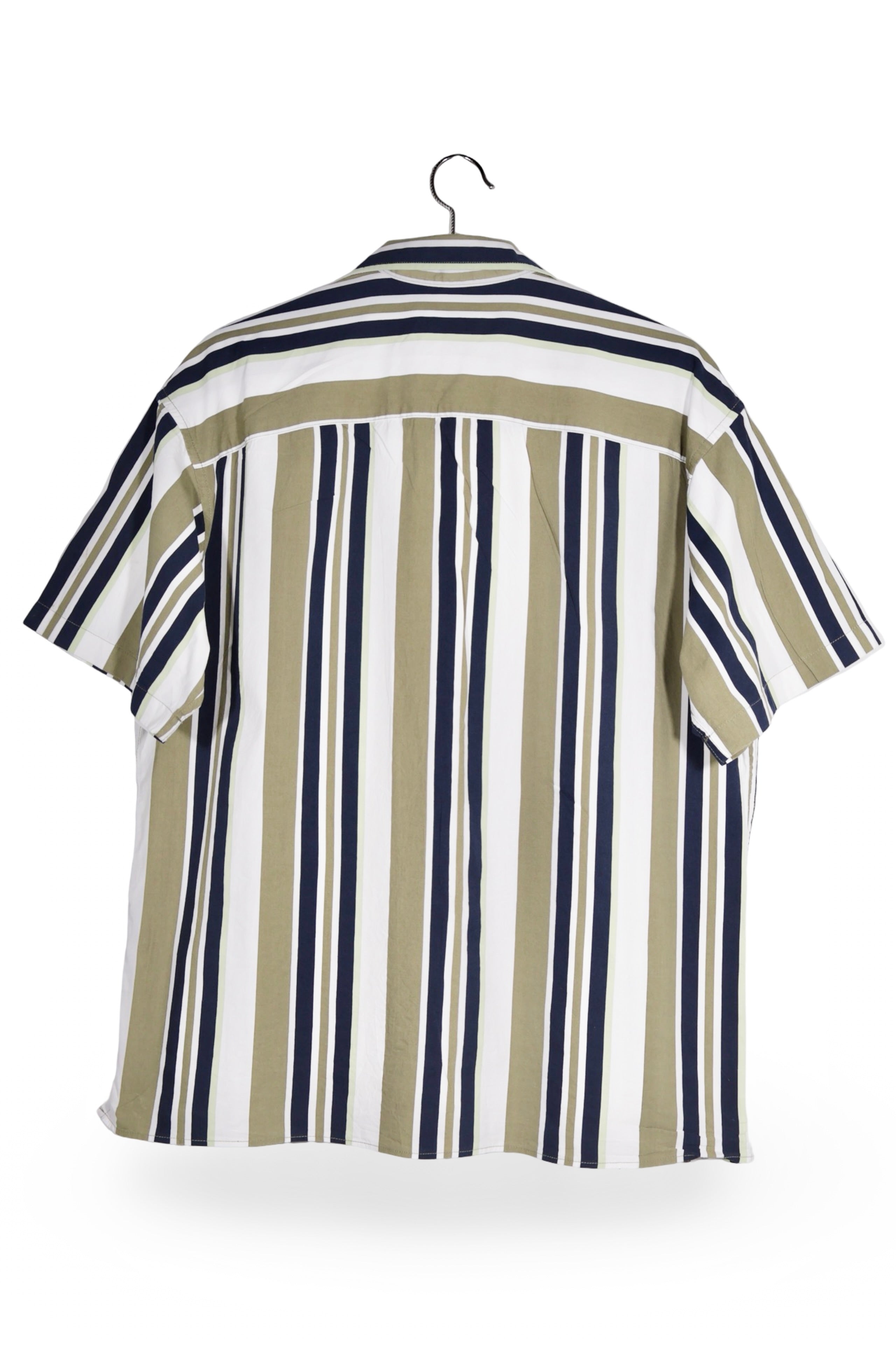 Cămașă - JACK&JONES albă cu dungi verticale din bumbac – L – Bărbați - spate