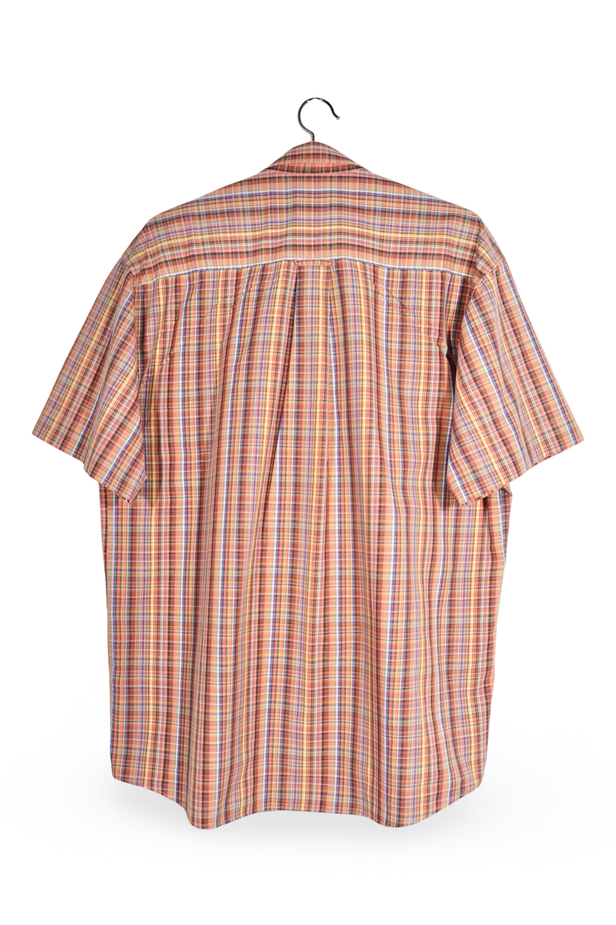 Cămașă - Camel multicolor din bumbac in carouri cu croială relaxată – XL – Bărbați - spate