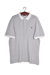 Tricou - RALPH LAUREN albă cu dungi bleumarin si croiala relaxata – XL – Bărbați - fata