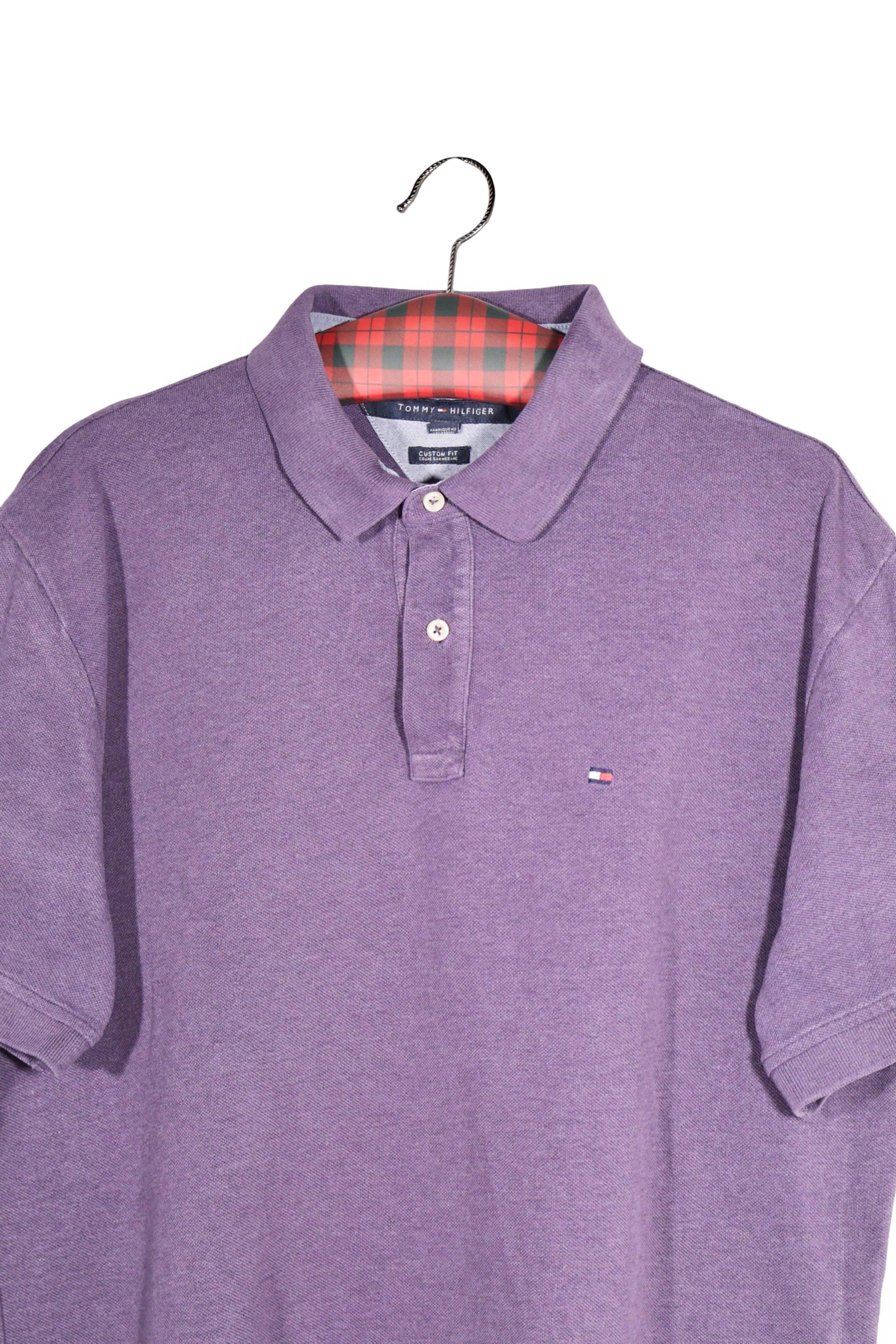 Tricou - Tommy Hilfiger mov din bumbac cu croiala casual – XL – Bărbați - detaliu