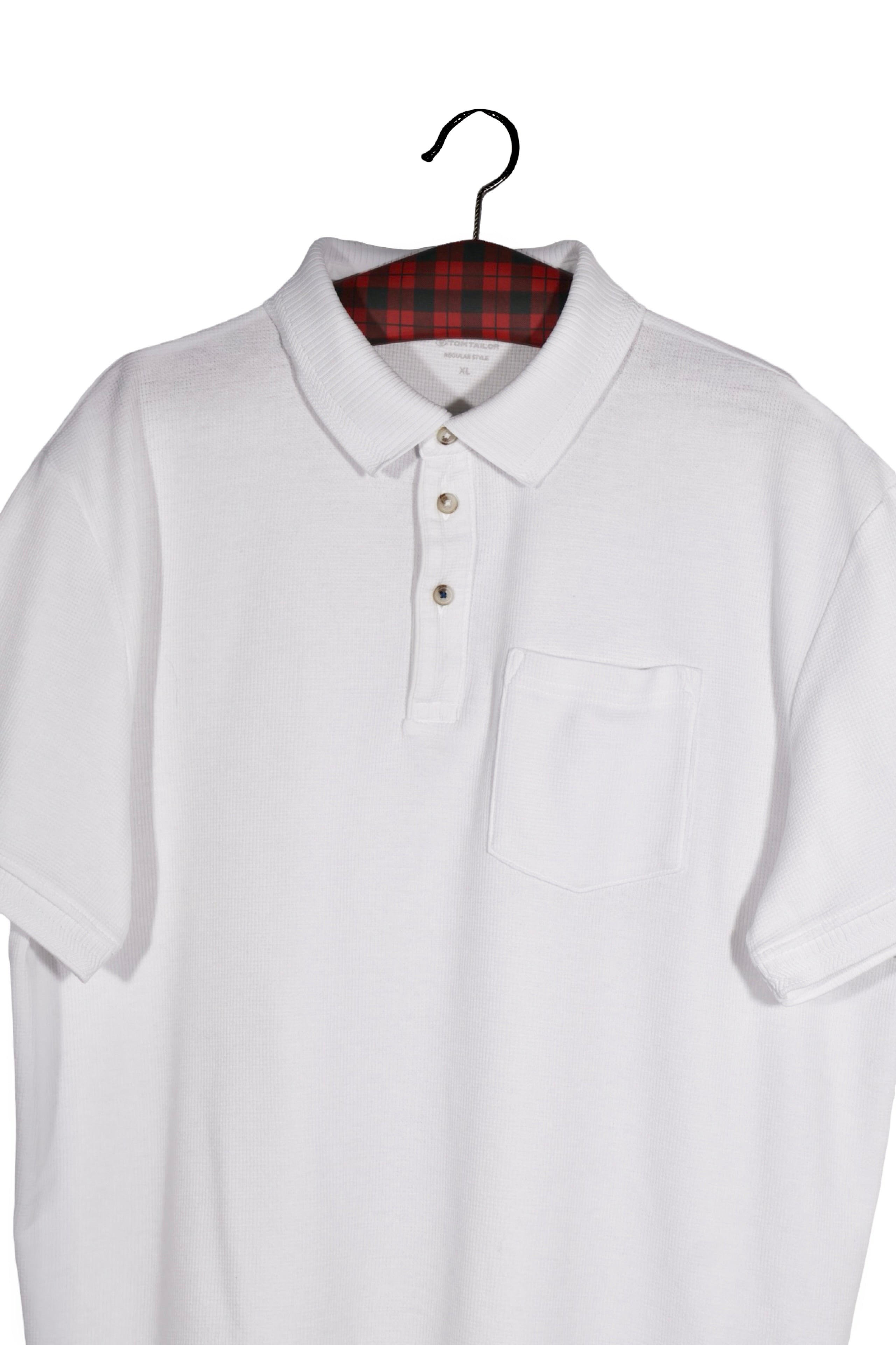 Tricou - Tom Tailor alb din bumbac cu guler polo – XL – Bărbați - detaliu