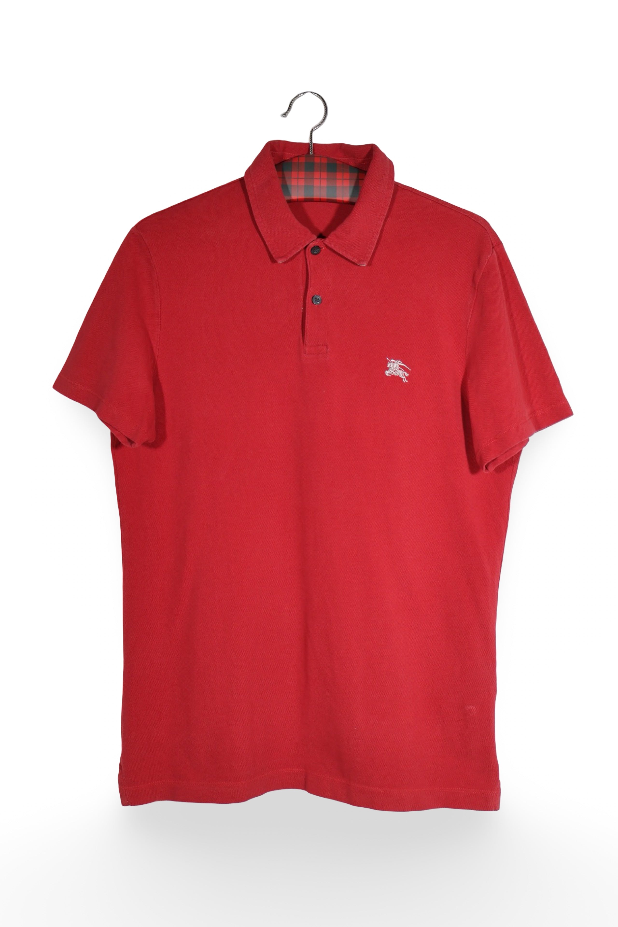 Tricou - Burberry roșu din bumbac cu guler contrastant – M – Bărbați - fata