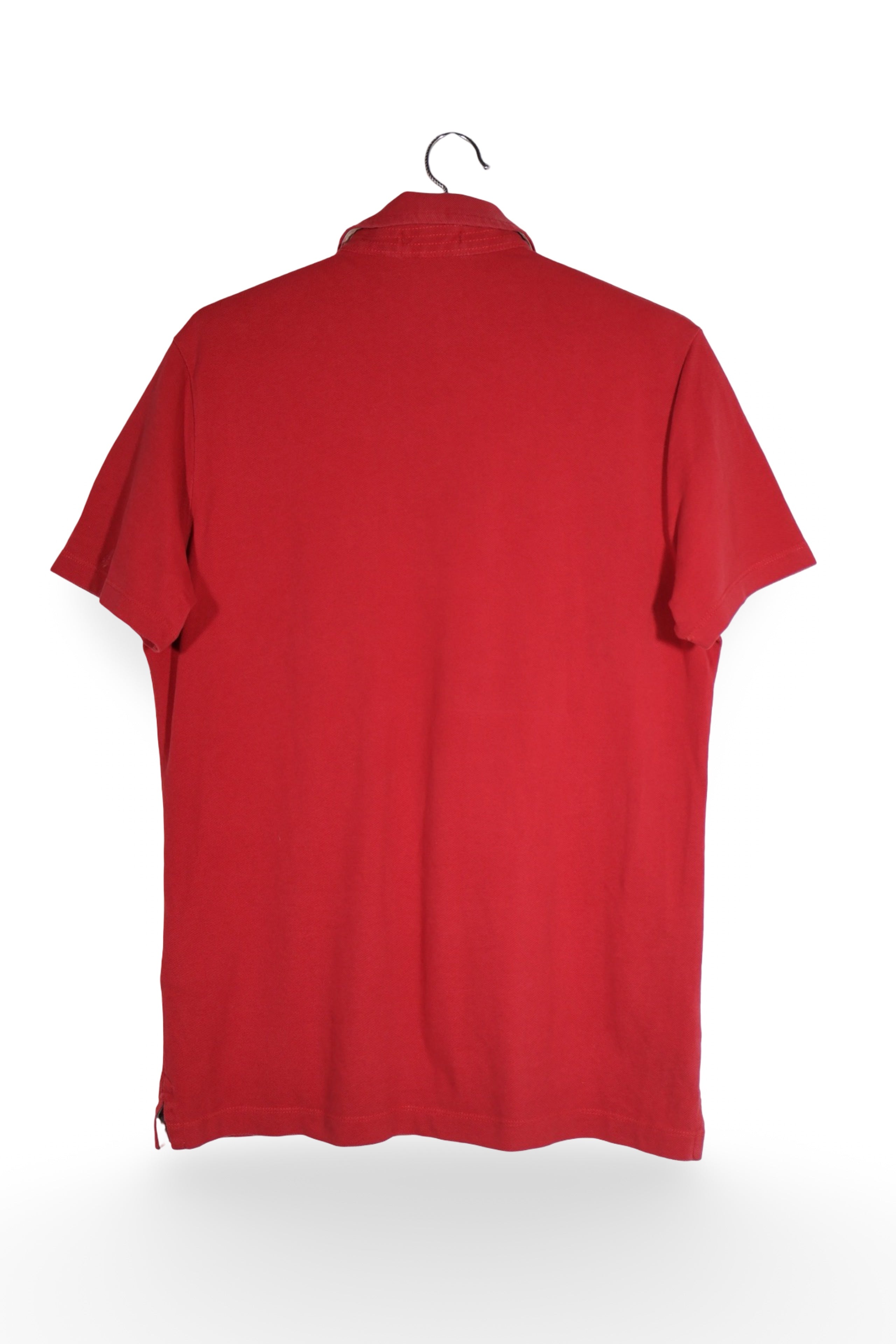Tricou - Burberry roșu din bumbac cu guler contrastant – M – Bărbați - spate