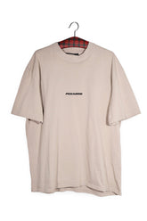 Tricou - Premium bej din bumbac cu print minimalist – M – Bărbați - fata