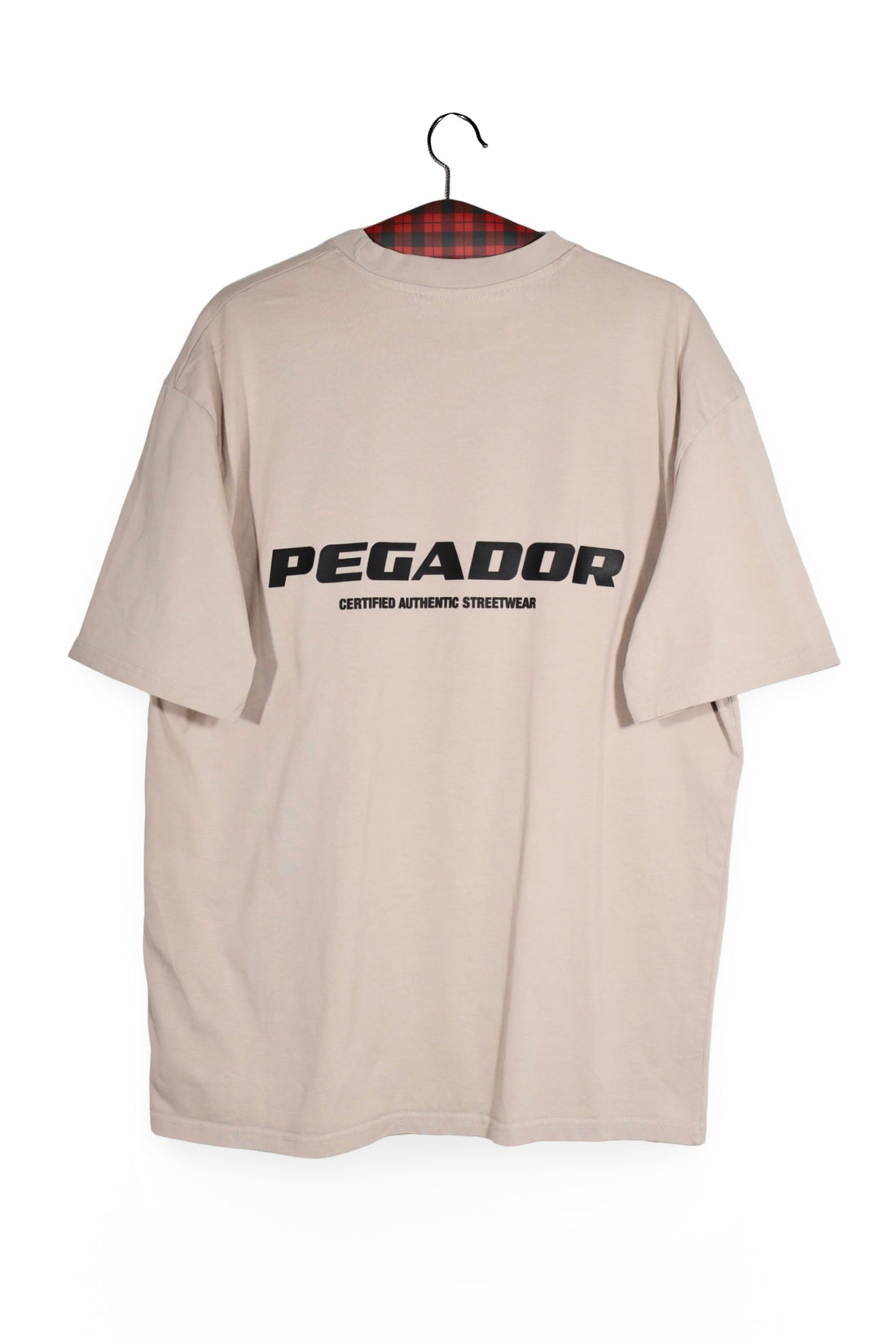 Tricou - Premium bej din bumbac cu print minimalist – M – Bărbați - spate