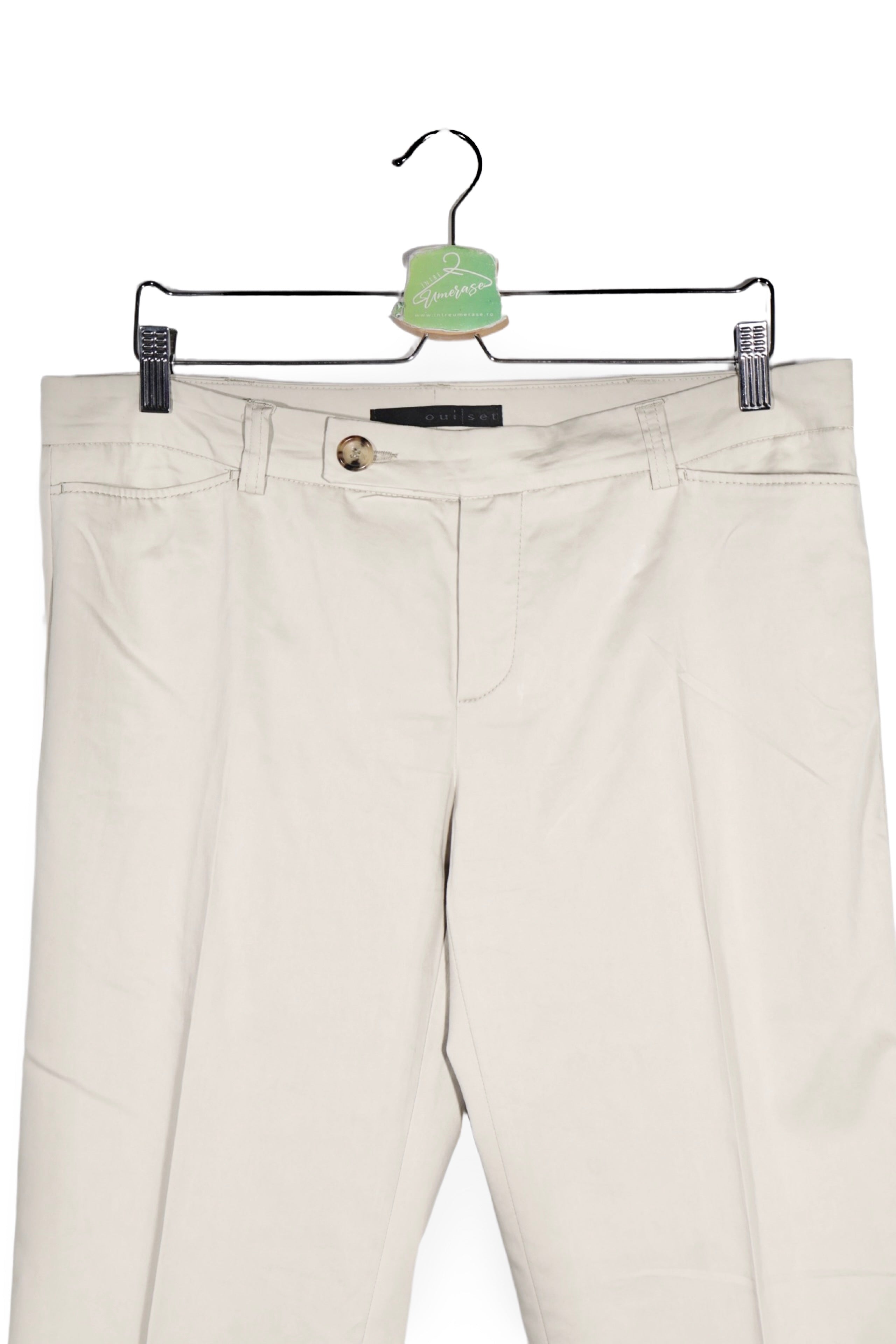 Pantaloni - Oui bej deschis cu croiala dreapta si elasticitate – XL – Femei - detaliu