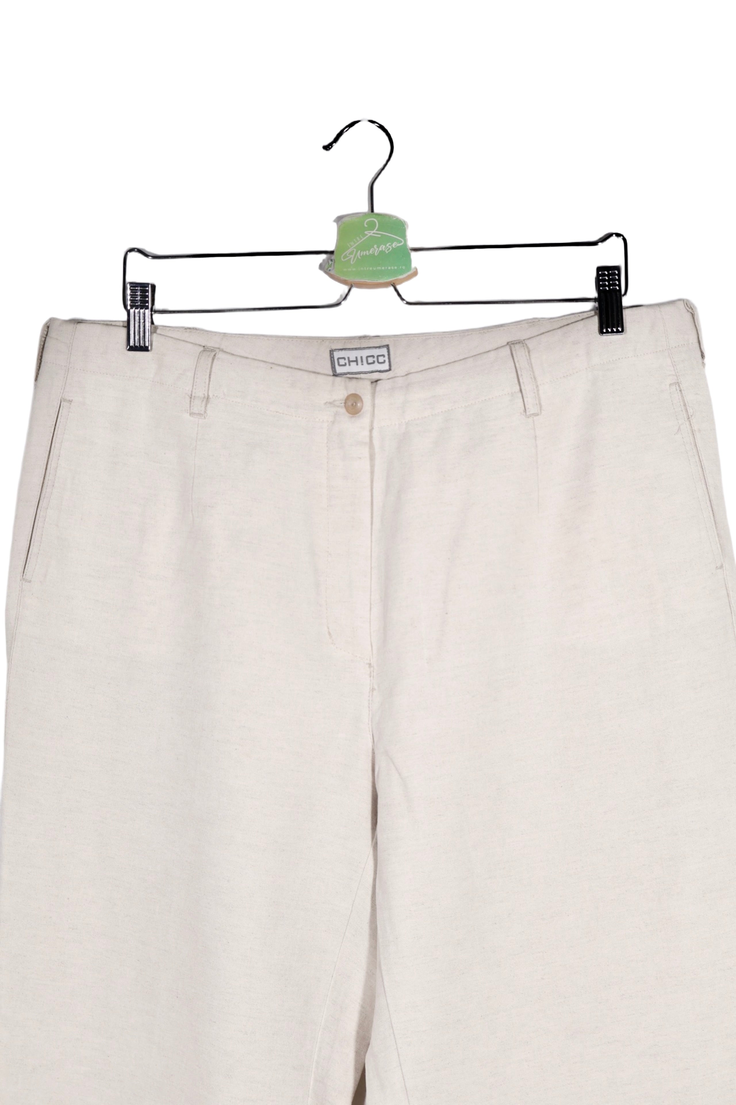 Pantaloni - Alte Branduri bej deschis din amestec de tencel si in – XS – Femei - detaliu
