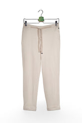 Pantaloni - Rich&Royal bej din material fluid cu croială dreaptă – M – Femei - fata