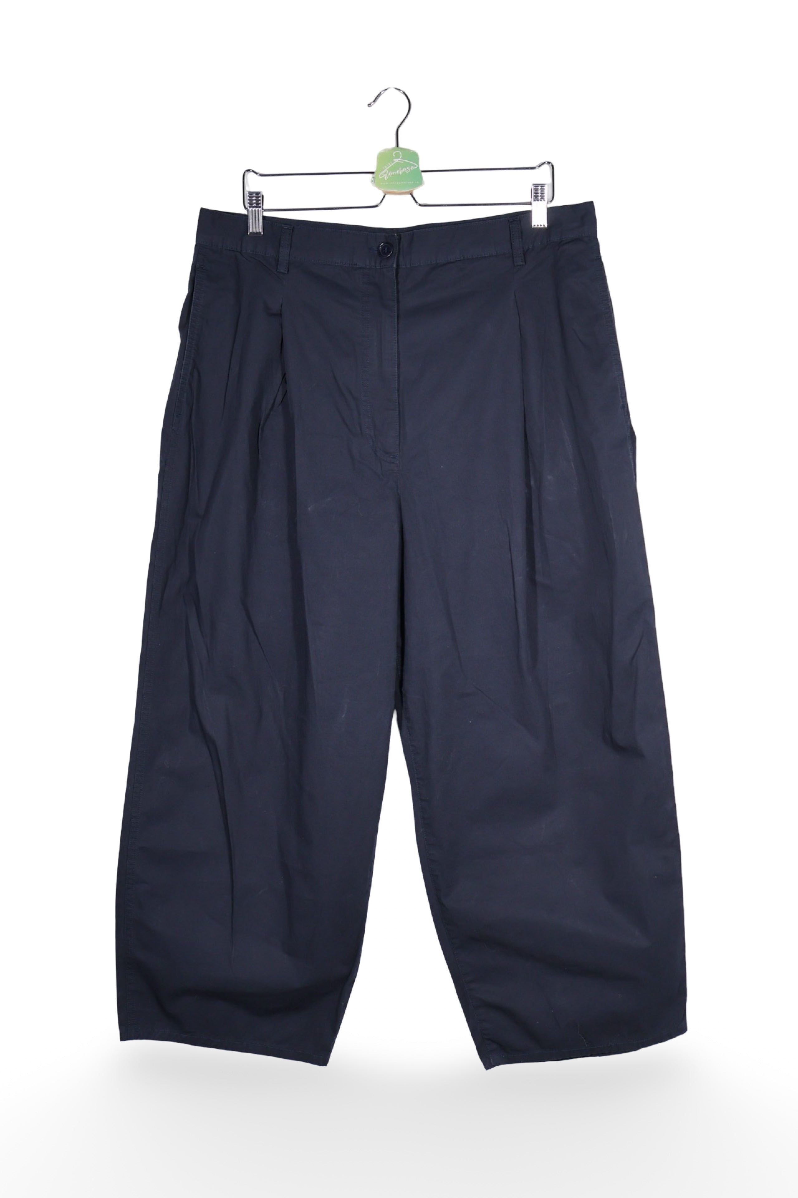Pantaloni - COS bleumarin din bumbac cu croială amplă – XL – Femei - fata
