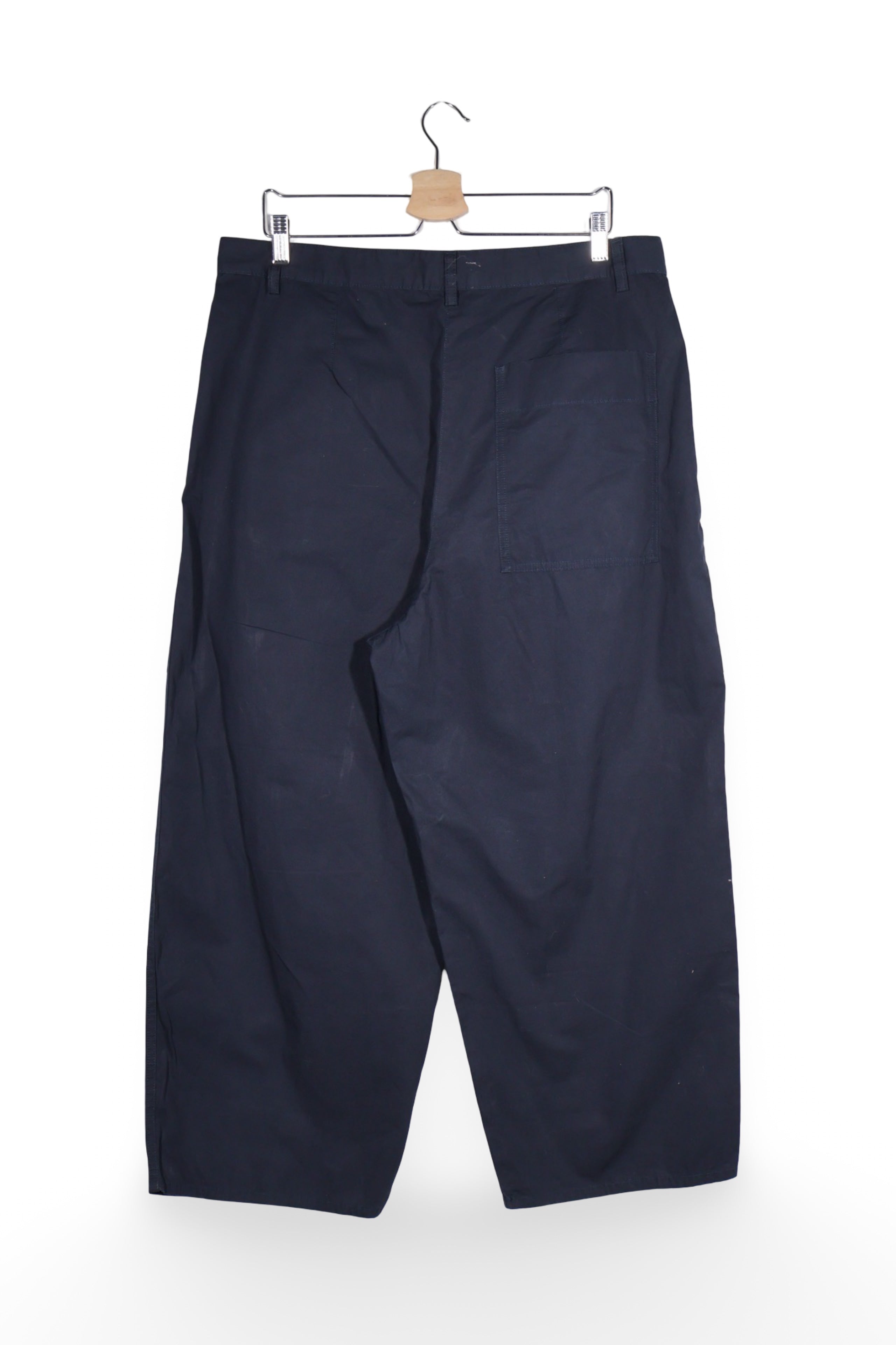 Pantaloni - COS bleumarin din bumbac cu croială amplă – XL – Femei - spate
