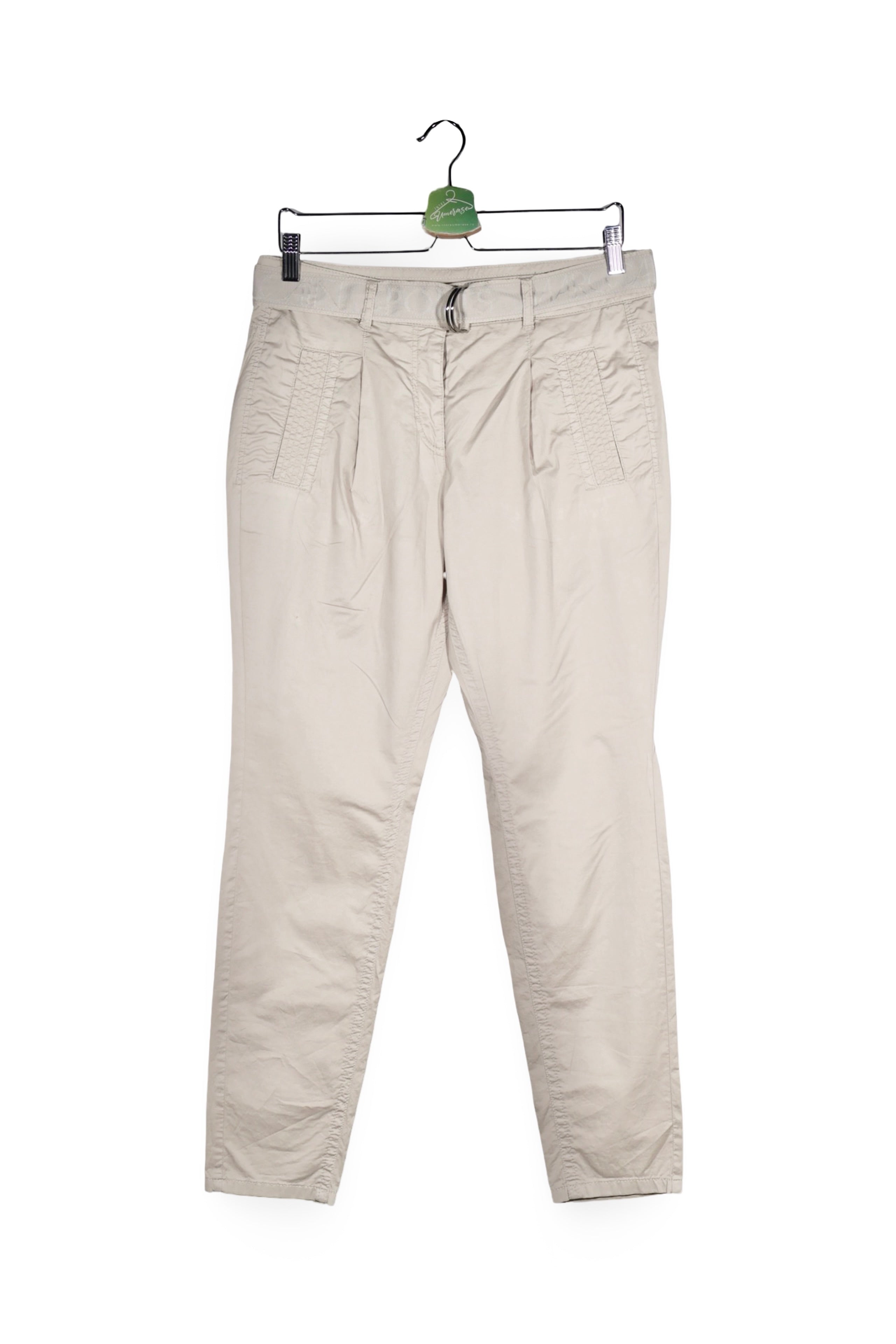 Pantaloni - MARC CAIN bej deschis din bumbac cu croială dreaptă – M – Femei - fata