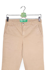 Pantaloni - Benetton bej din bumbac cu croiala dreapta – M – Femei - spate