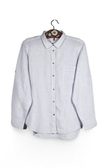 Cămașă - Tommy Hilfiger albă din in cu croială lejeră – M – Femei - fata
