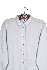 Cămașă - Tommy Hilfiger albă din in cu croială lejeră – M – Femei - spate